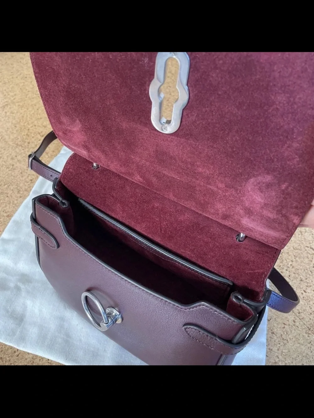 Mulberry Burgundy and Light Blue Geometric Top-Handle Satchel